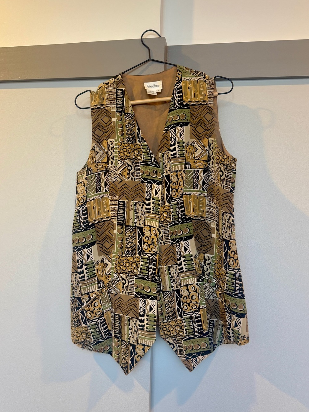 Vintage Neiman Marcus 100% Silk Abstract Print Vest